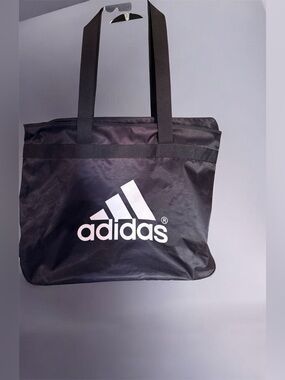 adidas Large Black and White Logo Nylon Tote